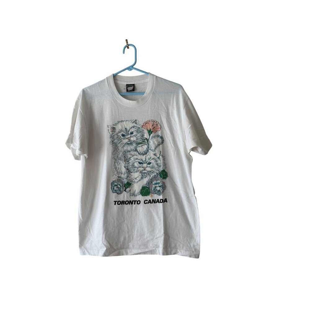 Vintage Toronto Canada Cat Graphic T-Shirt XL Screen Stars Best White Cat Lovers